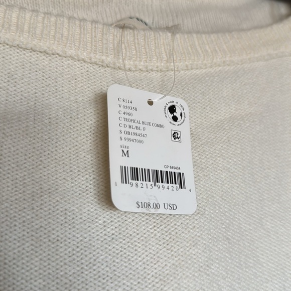 NWT Free People Into the Blue Crop Sweater in Tropical Blue Combo Size Medium - Picture 3 of 3